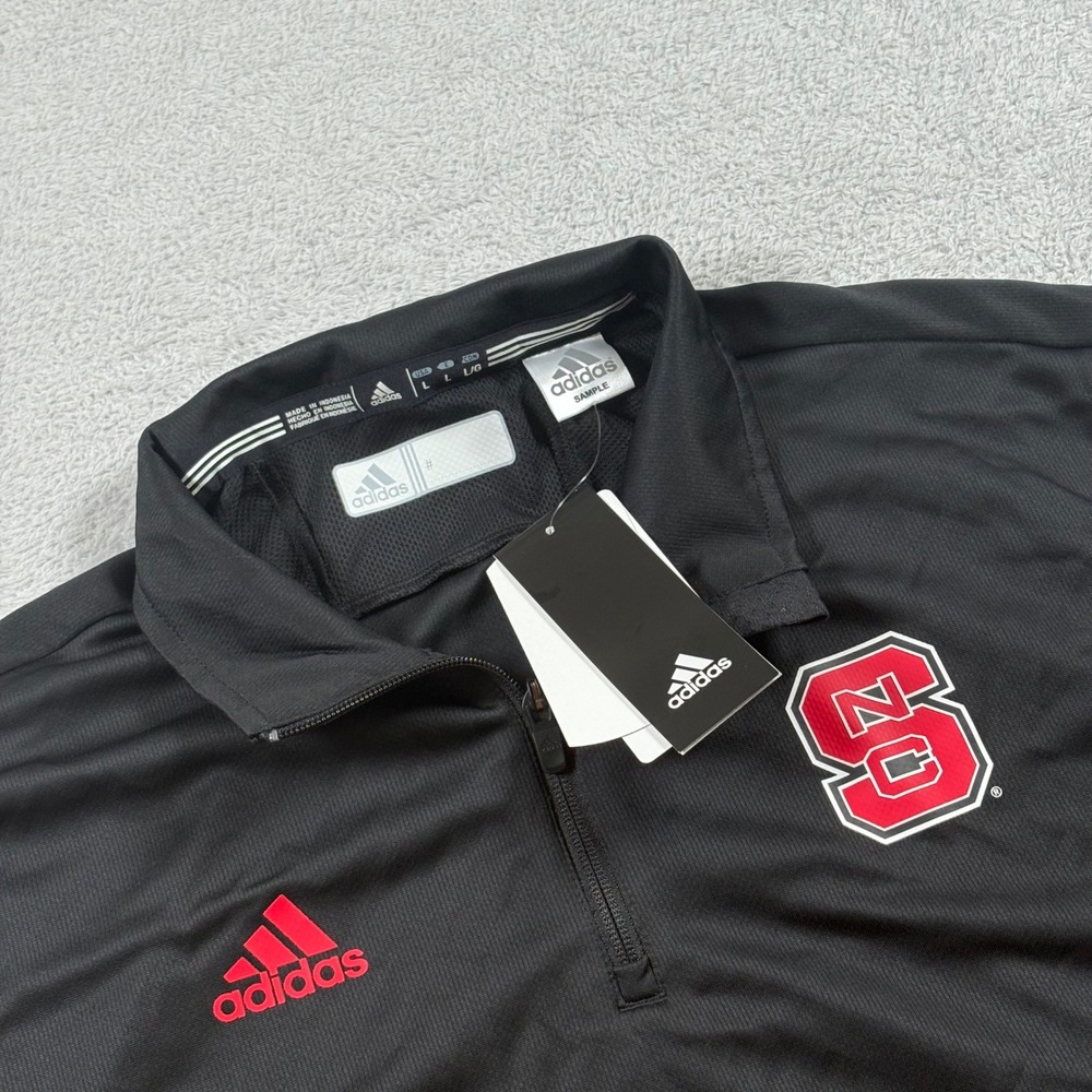 Adidas NC State Wolfpack Mens Black 1/4 Zip Sideline Polo Shirt Large ACC NCAA